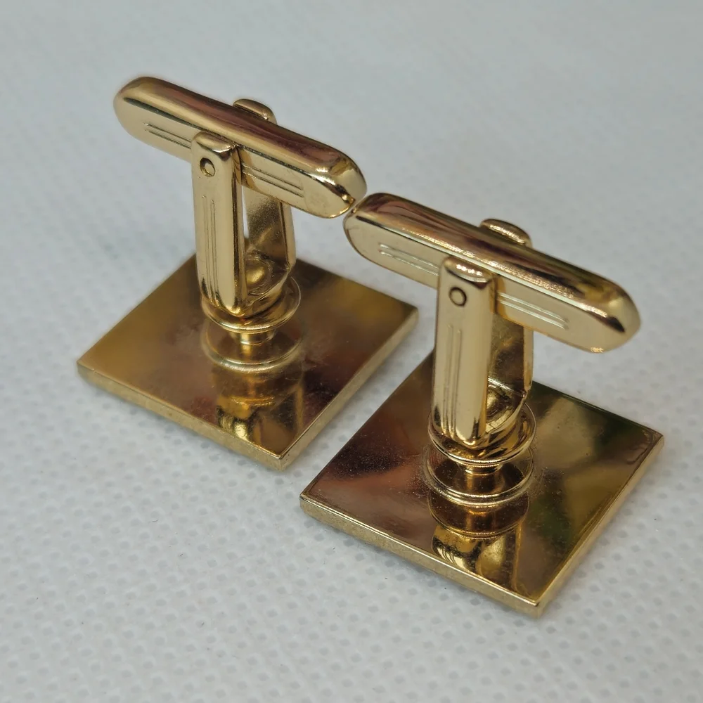 Vintage Square Textured Hickok USA Gold Tone Cufflinks